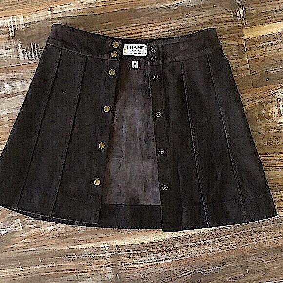 Frame Denim Suede Button Front Skirt - Picture 11 of 16